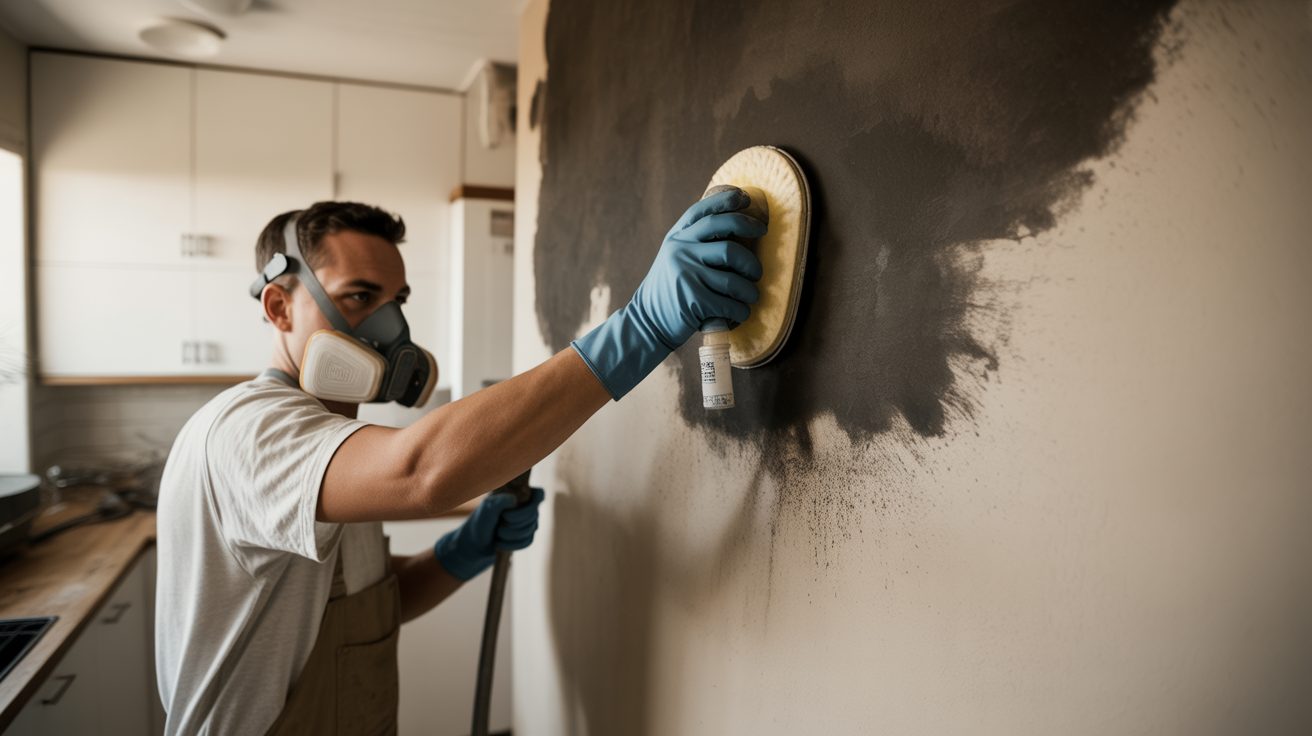 Fire Damage Restoration technician working inside a San Antonio home